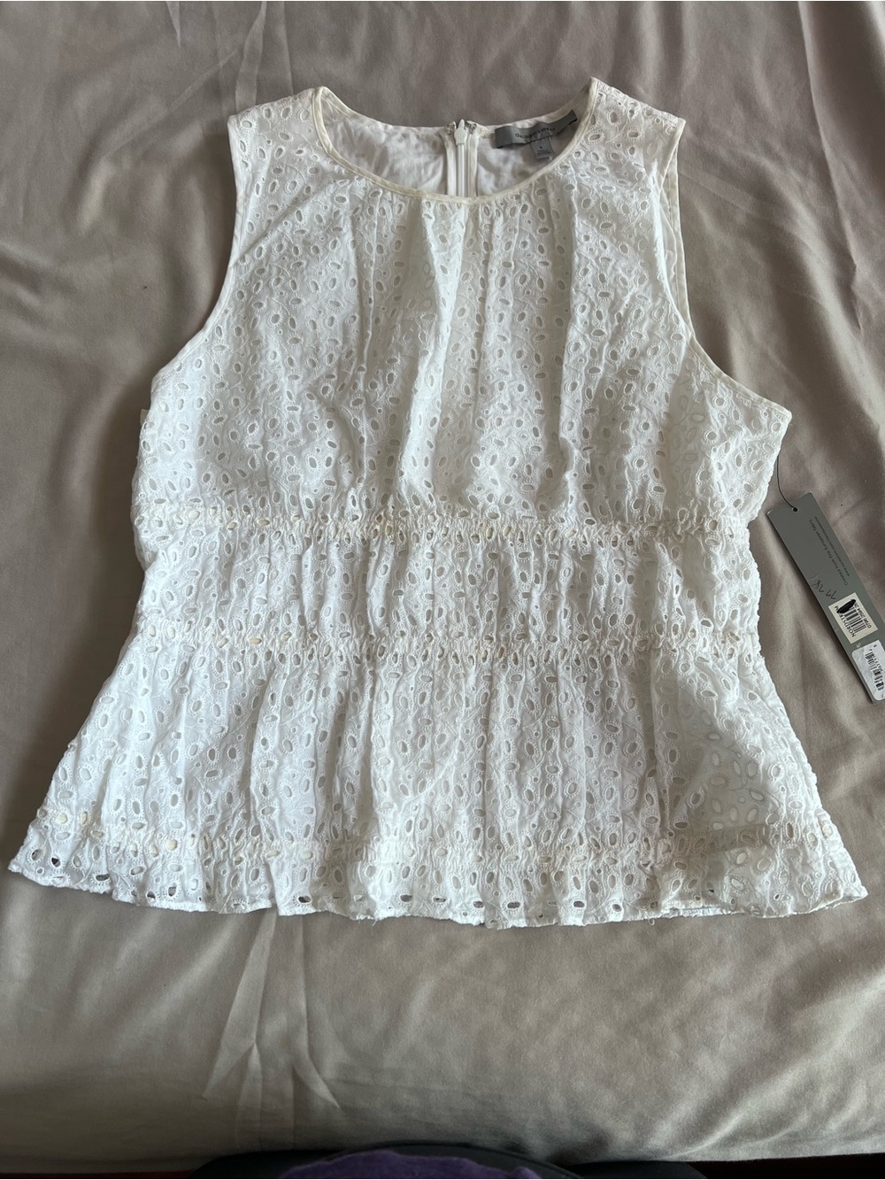 Classiques Entier White Eyelet Peplum Tank Top